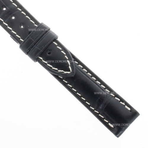 Longines Cinturino Alligatore L682135764  Nero Opaco 15/14 mm cuciture chiare