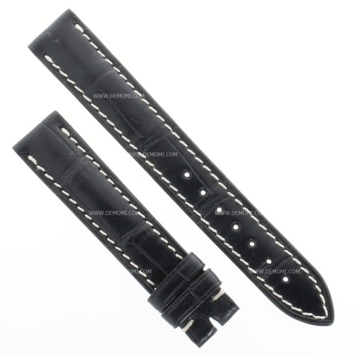Longines Cinturino Alligatore L682135764  Nero Opaco 15/14 mm cuciture chiare
