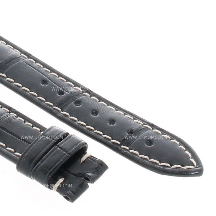 Longines Cinturino Alligatore L682135764  Nero Opaco 15/14 mm cuciture chiare