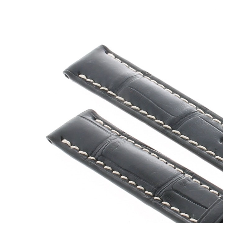 Longines Cinturino Alligatore L682135764  Nero Opaco 15/14 mm cuciture chiare