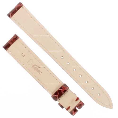Cinturino Coccodrillo Rosso Bordeaux Lucido 14/12 forma classica