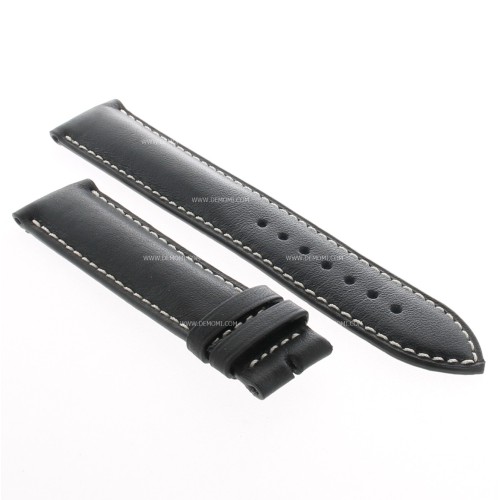 Longines Cinturino Pelle Liscia colore Nero opaco con cuciture bianche 19/18 mm Conquest. L682125255