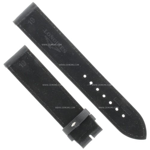 Longines Cinturino Pelle Liscia colore Nero opaco con cuciture bianche 19/18 mm Conquest. L682125255