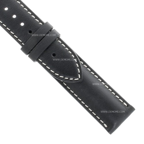 Longines Cinturino Pelle Liscia colore Nero opaco con cuciture bianche 19/18 mm Conquest. L682125255