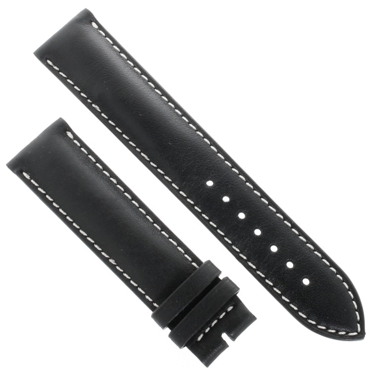 Longines Cinturino Pelle Liscia colore Nero opaco con cuciture bianche 19/18 mm Conquest. L682125255.