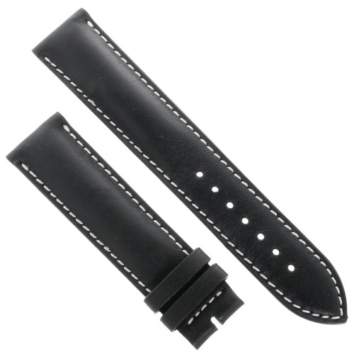 Longines Cinturino Pelle Liscia colore Nero opaco con cuciture bianche 19/18 mm Conquest. L682125255.