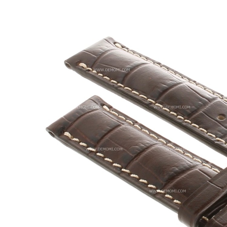 Longines Cinturino Stampa Alligatore Marrone testa di moro con cuciture bianche 18/18 mm 