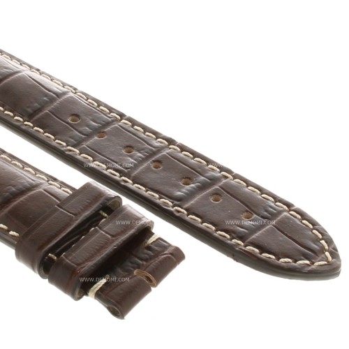Longines Cinturino Stampa Alligatore Marrone testa di moro con cuciture bianche 19/18 mm 