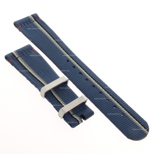 Zenith Cinturino 27.00.2118.802 tessuto blu con righe grigio, bianco e nero 21/18 mm.Passanti inclusi