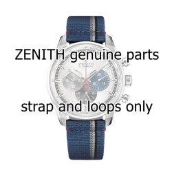 Zenith Cinturino 27.00.2118.802 tessuto blu con righe grigio, bianco e nero 21/18 mm.Passanti inclusi 2