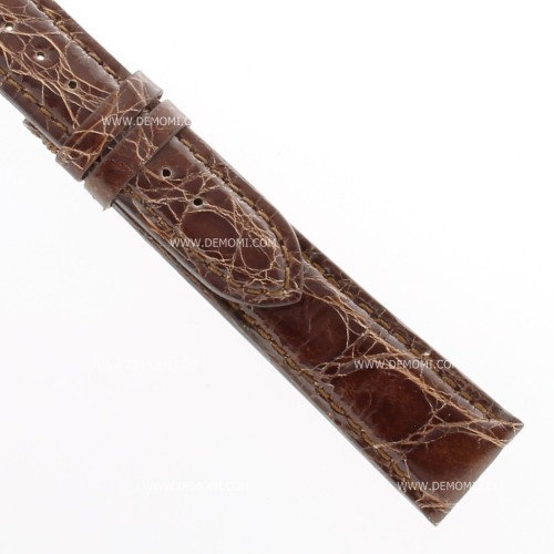 Cinturino XL Coccodrillo Marrone Lucido 20/16 mm forma classica