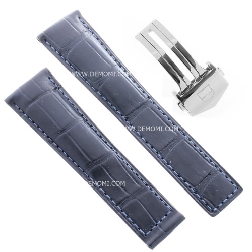TAG Heuer cinturino Monaco alligatore Blu con chiusura