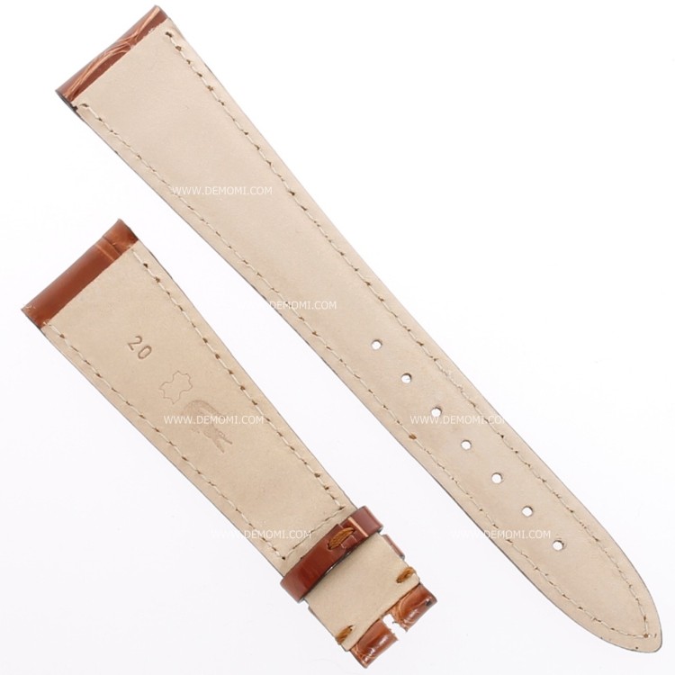 Cinturino Alligatore Marrone Gold Lucido 20/14 mm B30B forma classica