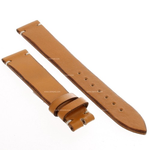 Cinturino Pelle Effetto Vintage Vitello Marrone Miele 18/16 mm B30B classico cucitura chiara