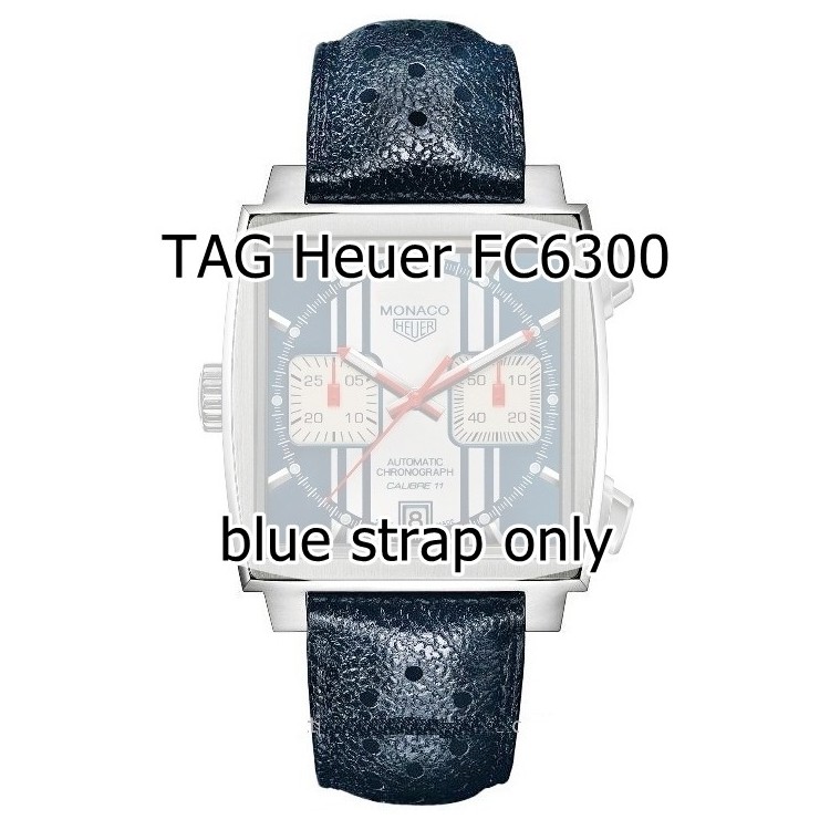 Tag Heuer Cinturino Monaco FC6300 Pelle Blu Forata 22/18 mm CAW211D