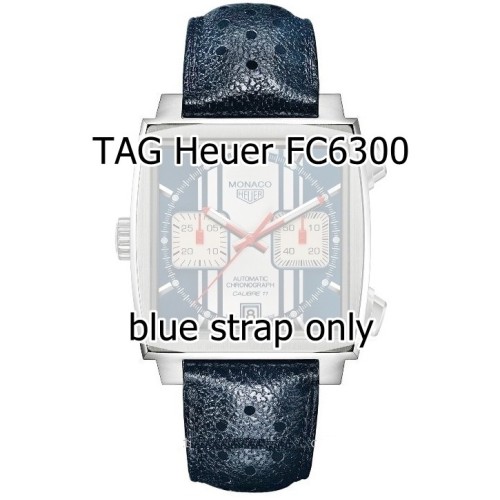 Tag Heuer Cinturino Monaco FC6300 Pelle Blu Forata 22/18 mm CAW211D