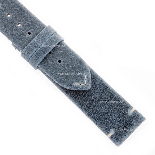 Longines Cinturino Pelle Blu Oily Opaco cuciture chiare 19/18 mm per orologio L2.828.4.73.2 L682157378