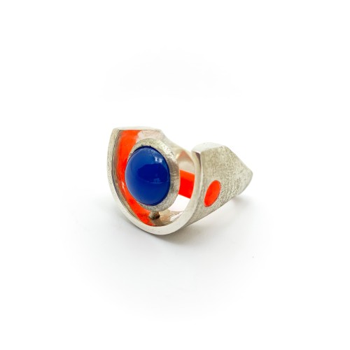 Anello BlackMax Agata Blu e Resina arancione MAX38