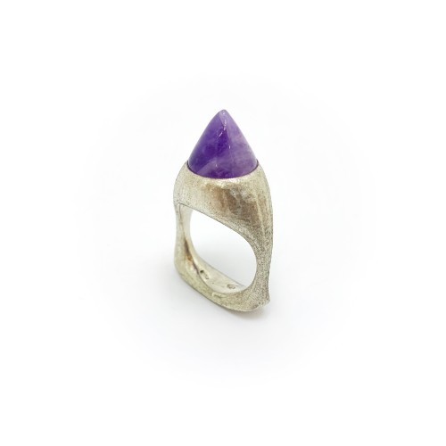 Anello BlackMax Argento Ametista a cono MAX27.2