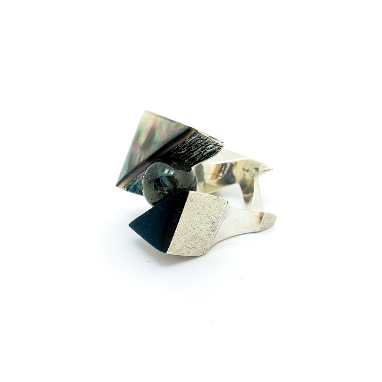 Anello BlackMax Ebano Madreperla Labradorite MAX1.2