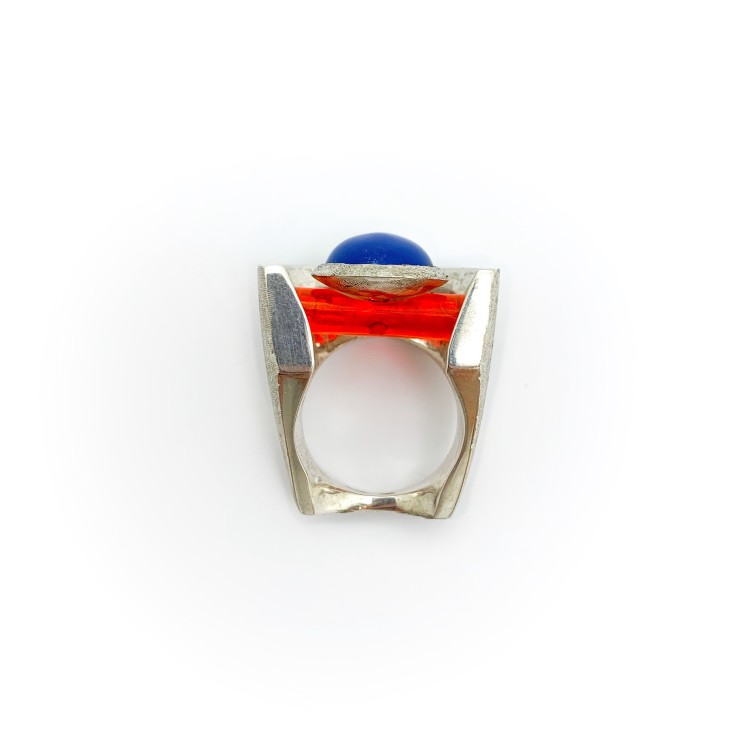 Anello BlackMax Agata Blu e Resina arancione MAX38