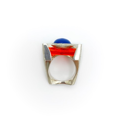 Anello BlackMax Agata Blu e Resina arancione MAX38