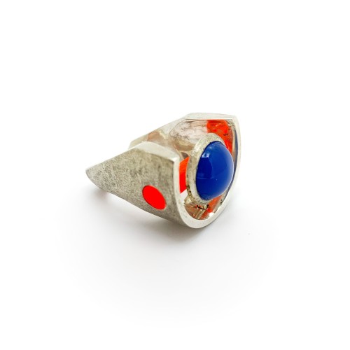 Anello BlackMax Agata Blu e Resina arancione MAX38
