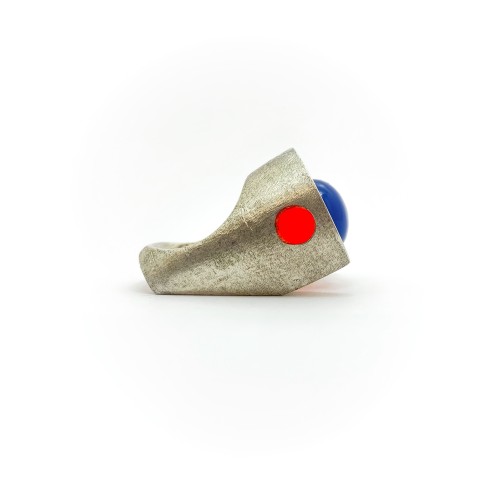 Anello BlackMax Agata Blu e Resina arancione MAX38