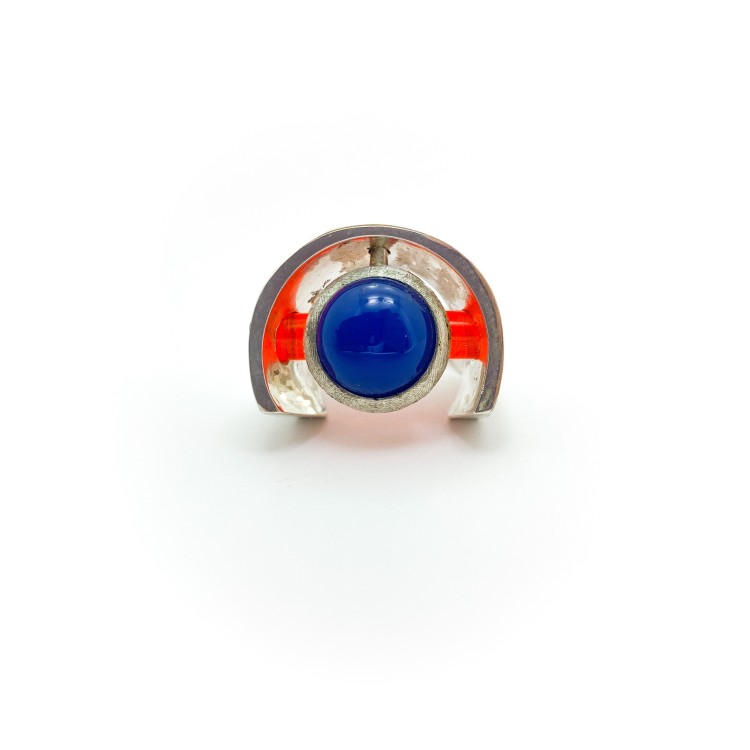 Anello BlackMax Agata Blu e Resina arancione MAX38