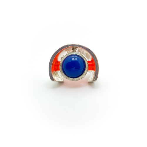 Anello BlackMax Agata Blu e Resina arancione MAX38