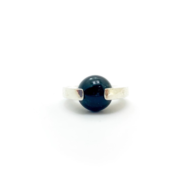 Anello BlackMax Argento Onice sferica MAX21
