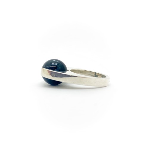 Anello BlackMax Argento Onice sferica MAX21