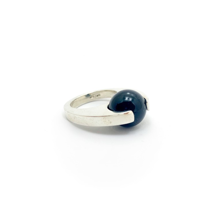 Anello BlackMax Argento Onice sferica MAX21