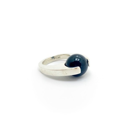 Anello BlackMax Argento Onice sferica MAX21