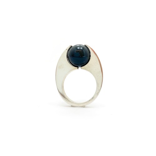 Anello BlackMax Argento Onice sferica MAX21