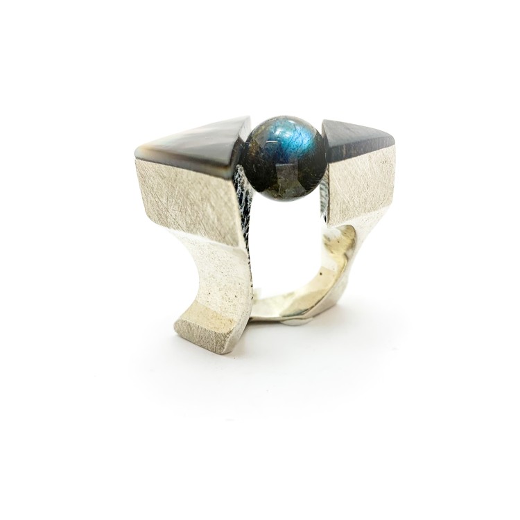 Anello BlackMax Ebano Madreperla Labradorite MAX1.2