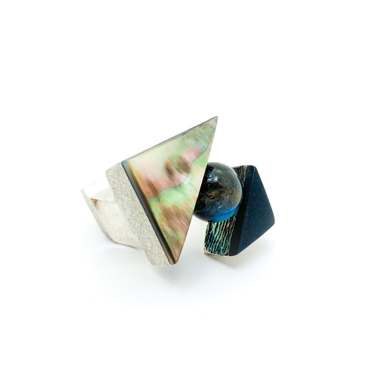 Anello BlackMax Ebano Madreperla Labradorite MAX1.2