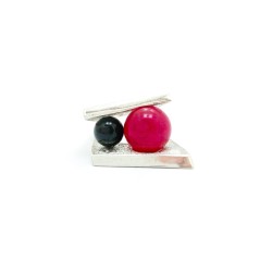 Anello BlackMax Onice nera e Quarzo rosso  sferica MAX2 2