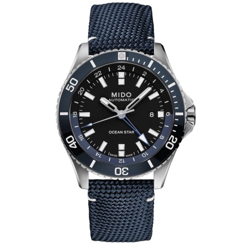 MIDO Ocean Star GMT M026.629.17.051.00 Automatico in Acciaio 44 mm Nero Lunetta ceramica Blu
