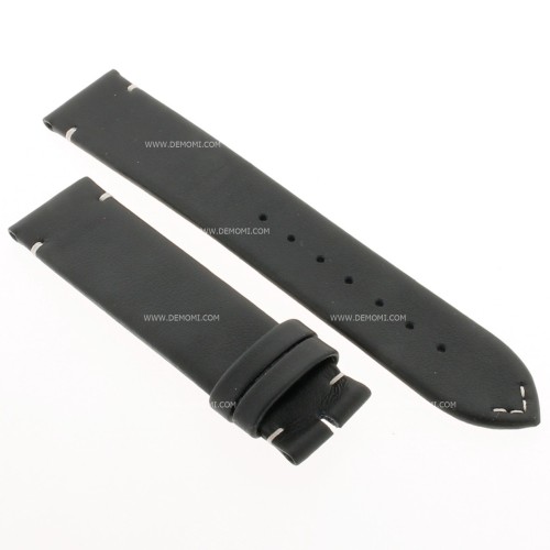 Longines Cinturino Pelle Nero cuciture chiare 19/18 mm per orologio L2.828.4.73.2