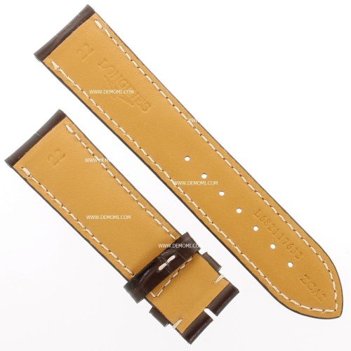Longines Cinturino Stampa Alligatore Marrone 22/20 mm cuciture bianche  Evidenza, Master, Heritage