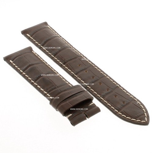 Longines Cinturino Stampa Alligatore Marrone testa di moro con cuciture bianche 22/20 mm Evidenza