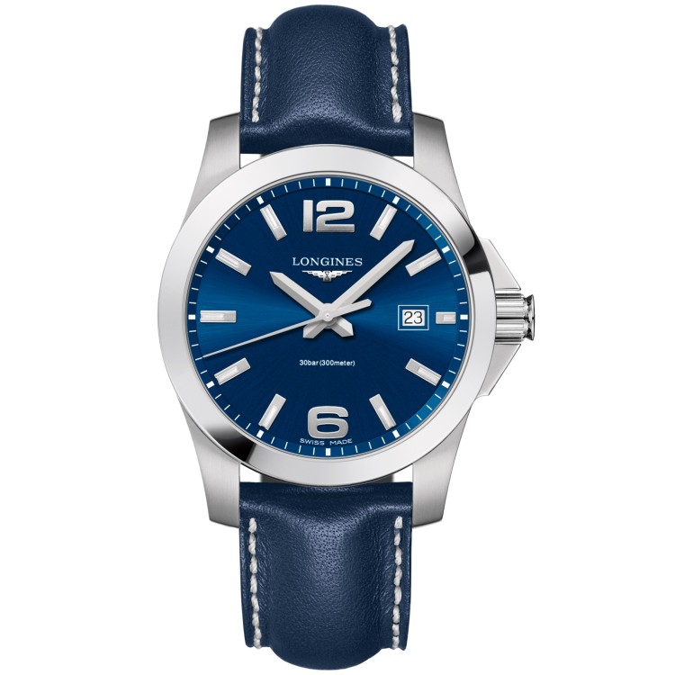 LONGINES CONQUEST L3.759.4.96.0 Quarzo 41 mm Blu Pelle.