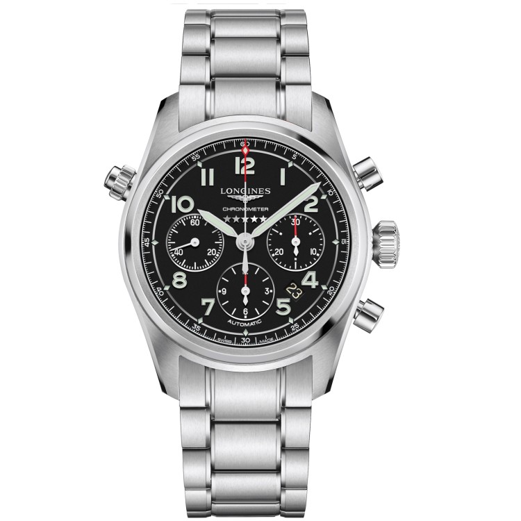 LONGINES SPIRIT L3.820.4.53.6 Acciaio 42 mm Cronografo Autonatico Nero.