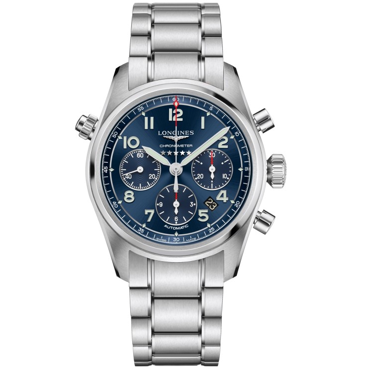 LONGINES SPIRIT L3.820.4.93.6 Cronografo Acciaio Automatico 42 mm Blu con bracciale