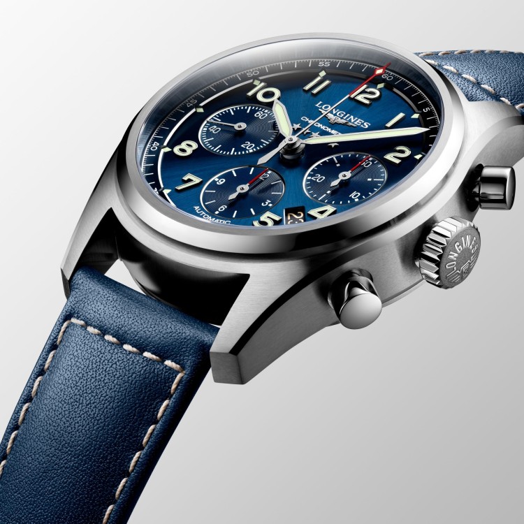 LONGINES SPIRIT L3.820.4.93.0 Cronografo Acciaio Automatico 42 mm Blu con Pelle