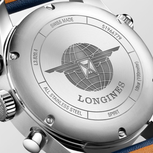 LONGINES SPIRIT L3.820.4.93.0 Cronografo Acciaio Automatico 42 mm Blu con Pelle
