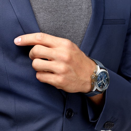 LONGINES SPIRIT L3.820.4.93.0 Cronografo Acciaio Automatico 42 mm Blu con Pelle