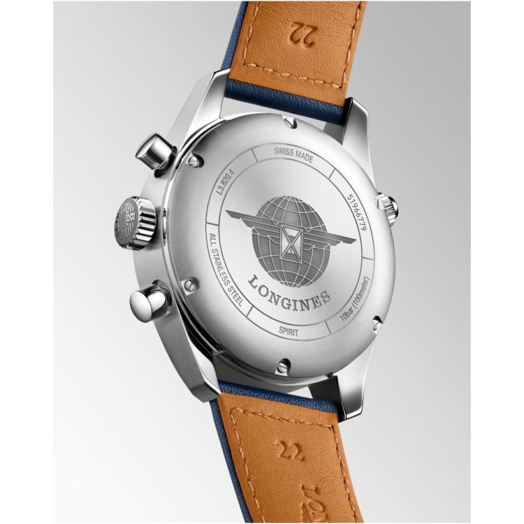 LONGINES SPIRIT L3.820.4.93.0 Cronografo Acciaio Automatico 42 mm Blu con Pelle