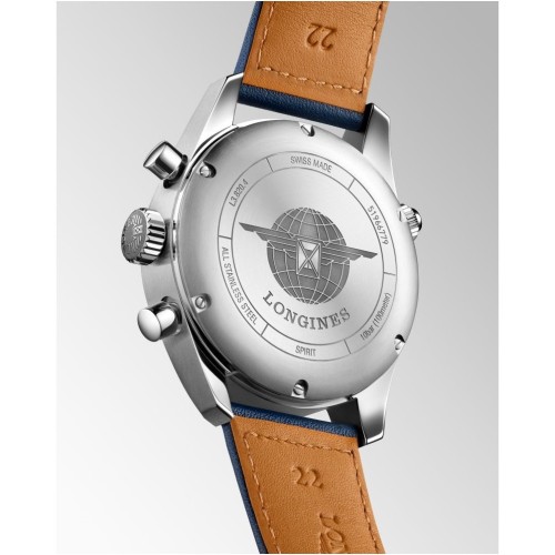 LONGINES SPIRIT L3.820.4.93.0 Cronografo Acciaio Automatico 42 mm Blu con Pelle